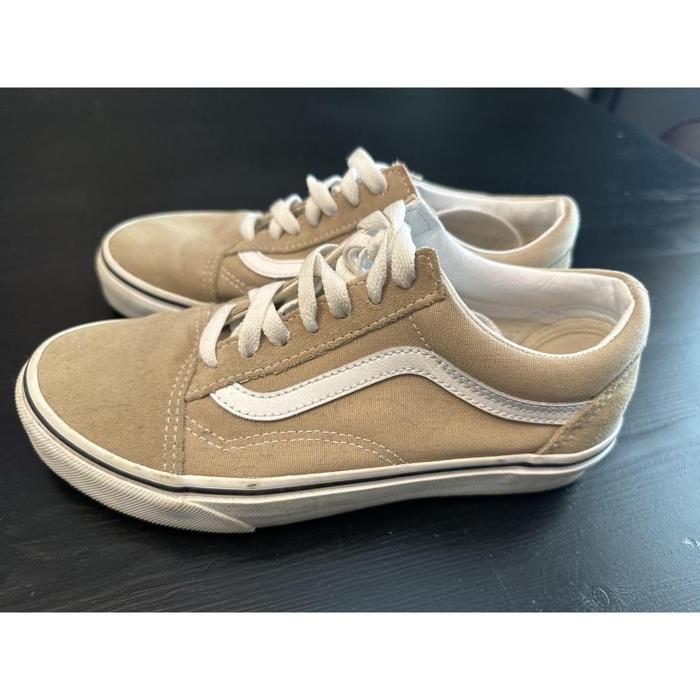 Vans Old Skool Tan Beige Suede Canvas Low Top Skate Shoes Size 4.5 Men / 6 Women